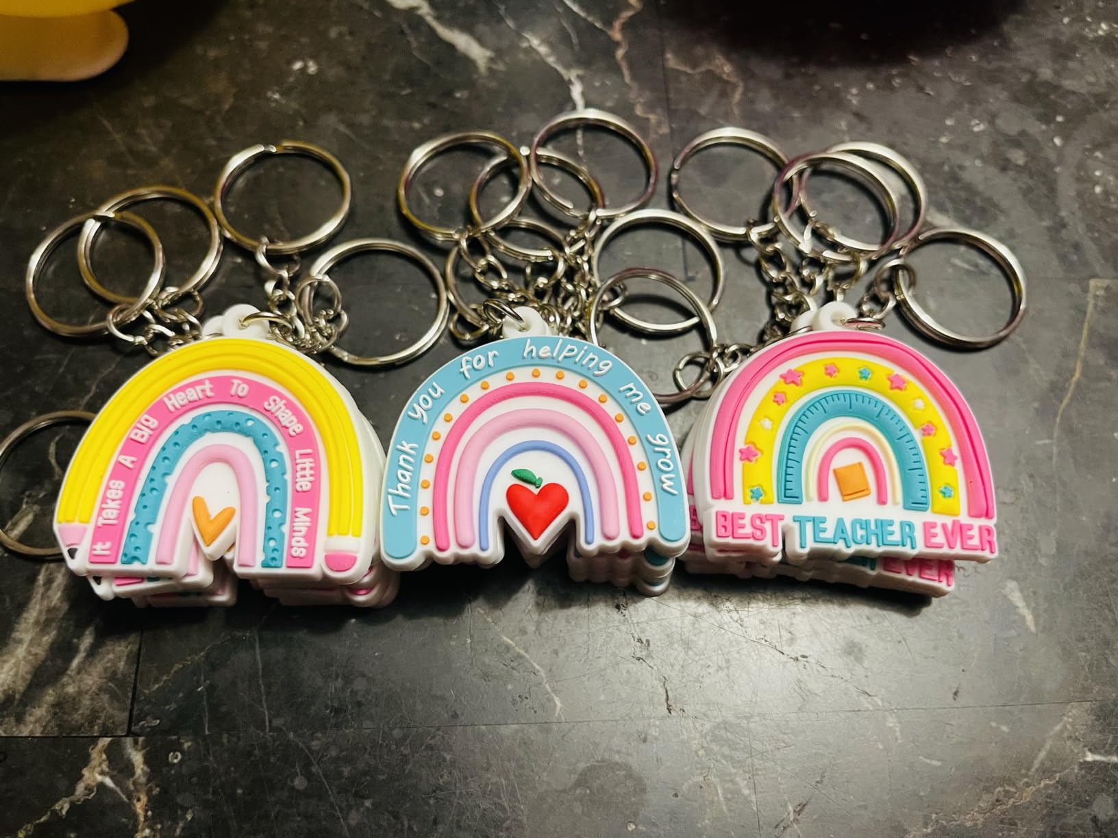 36 Pcs Teacher Keychains Bulk Teachers Appreciation Gifts in Bulk For Women Men Thank You Keyring Gifts (Book,Silicone) customer photo 2