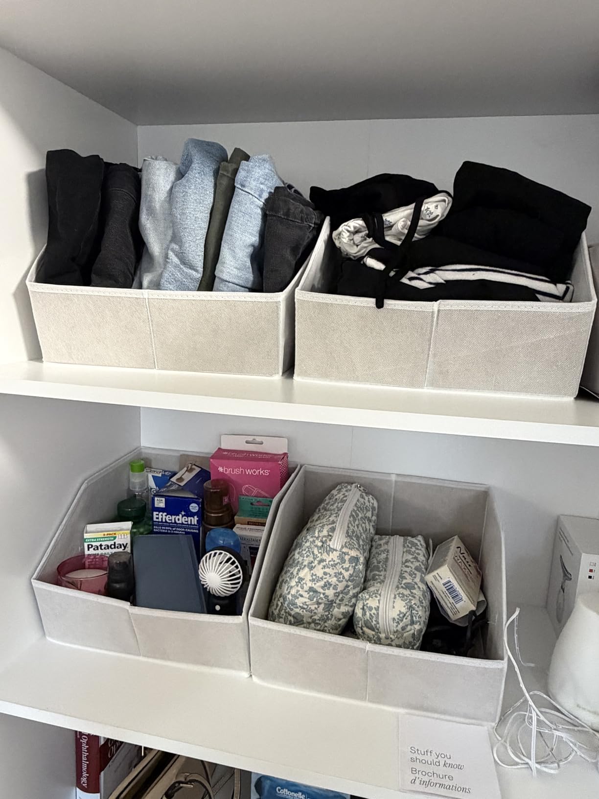 Homsorout Closet Organizers Bins 6 Packs - Large Closet Shelf Organizer with Handles, Fabric Trapezoid Storage Bins, Collapsible Storage Cubes for Clothes, Towels, Light Gray customer photo 2