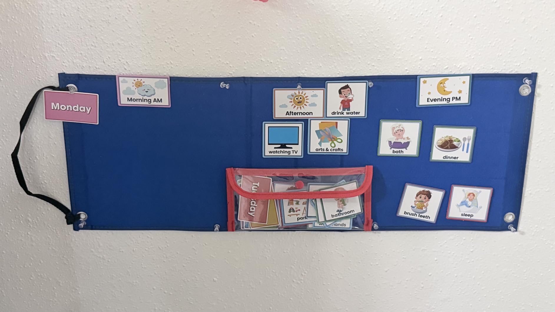 Visual Schedule for Kids with Autism Chore Chart for Toddler Planning Board Daily Routine Chart Autism Learning Materials Classroom, Home Use with 124 Cards (Blue) customer photo 1