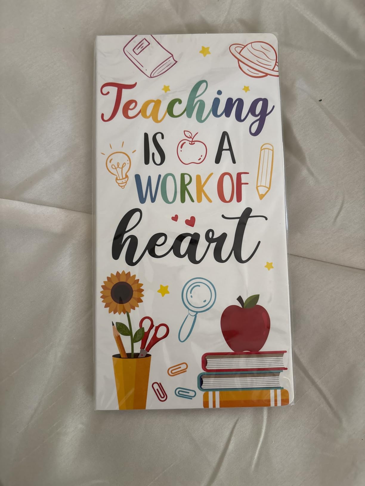 Xqumoi Teaching is A Work of Heart Sticky Notes Set Back to School Supplies | Self-Stick Note Pad, Teacher Appreciation Gift, Blackboard Pencil Apple Shape, Writing Memo Pad Page, Office Classroom, White customer photo 1