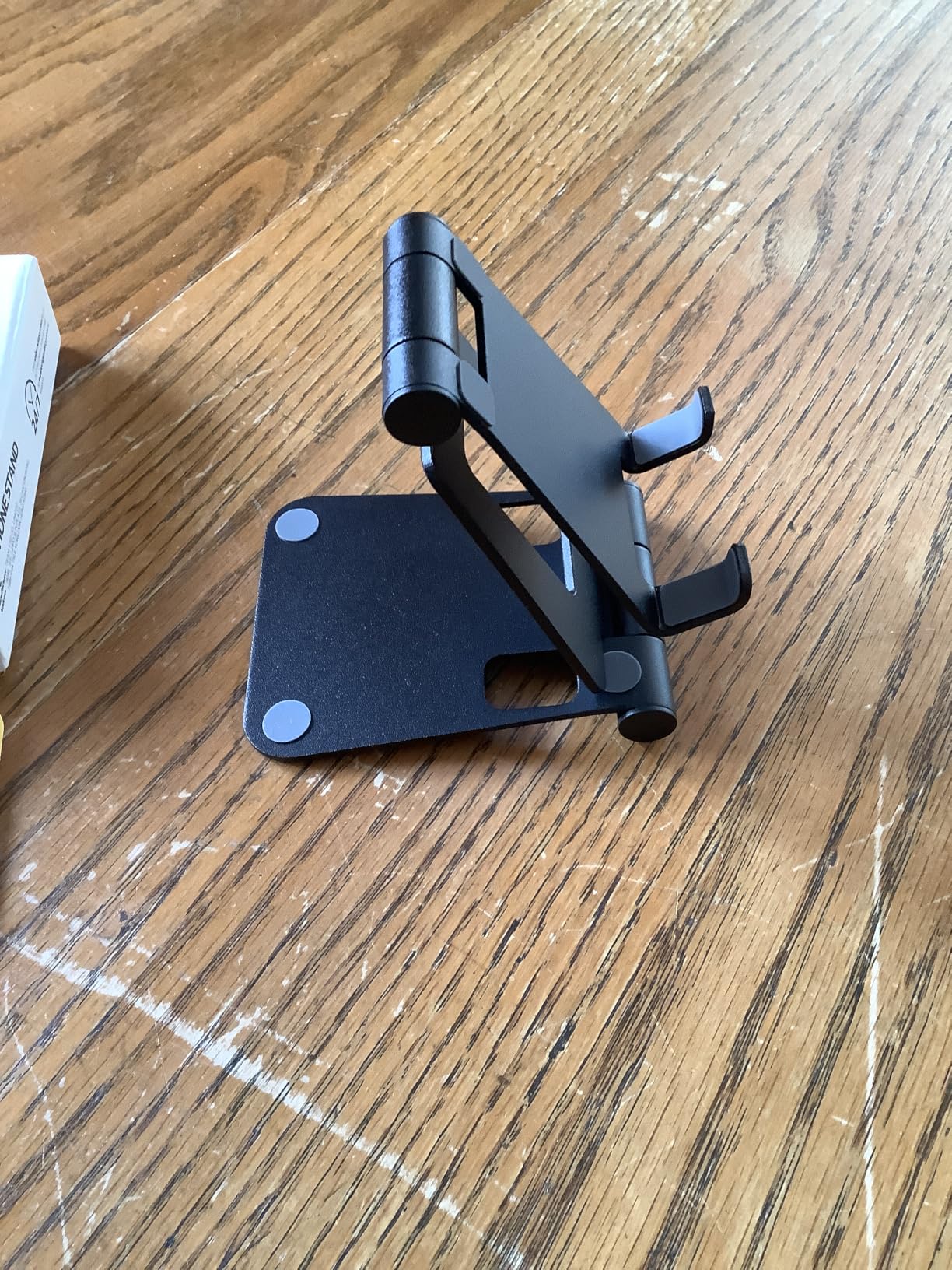 Nulaxy Full Aluminum Dual Folding Cell Phone Stand for Desk - Height and Angle Adjustable Portable Phone Holder customer photo 2