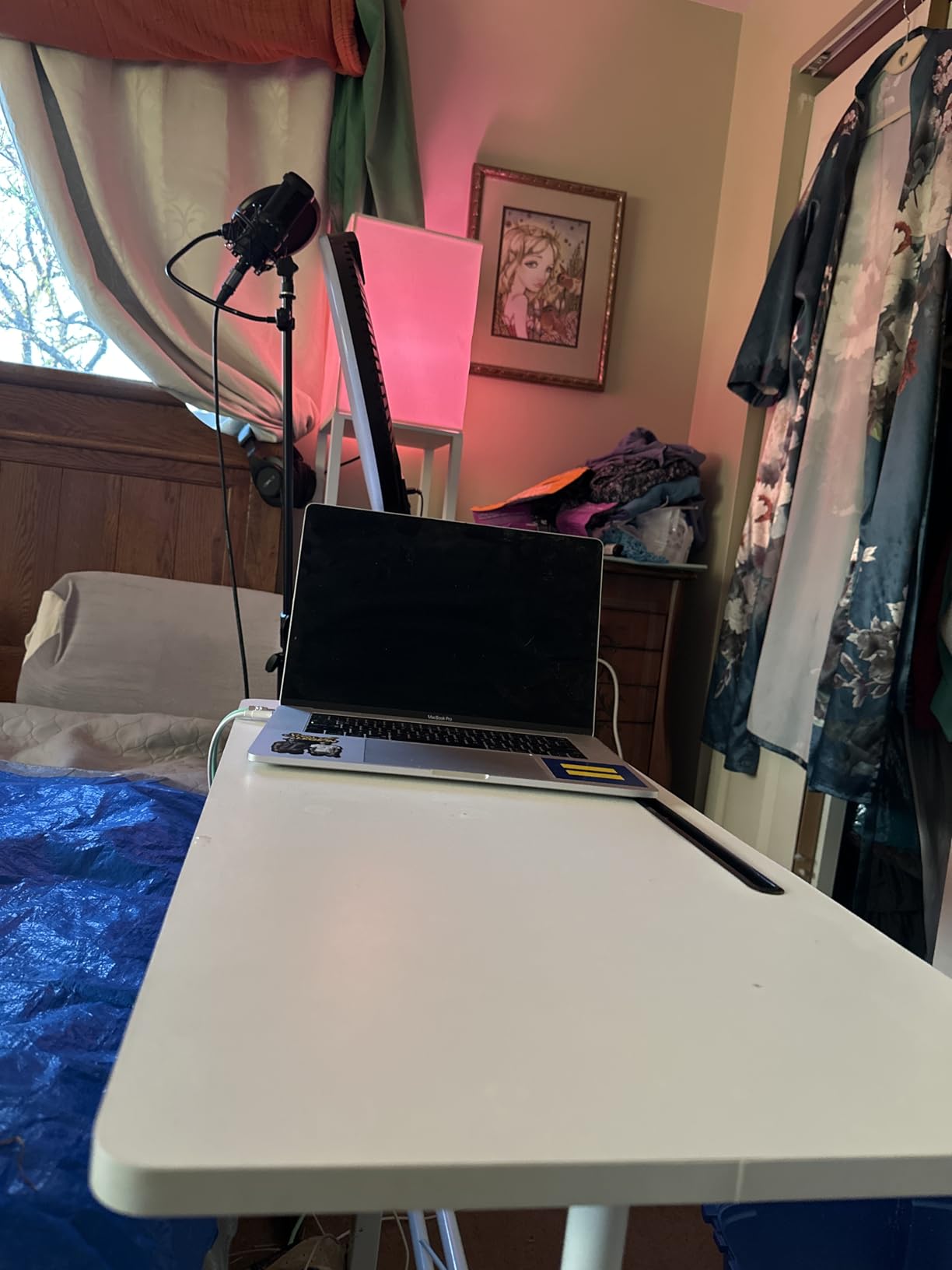 KLSMYHOKI Standing Desk Adjustable Height, Mobile Stand Up Desk with Wheels | Small Computer Desks Rolling Desk, Portable Laptop Desks Rustic Standing Table Home Office Desks 16