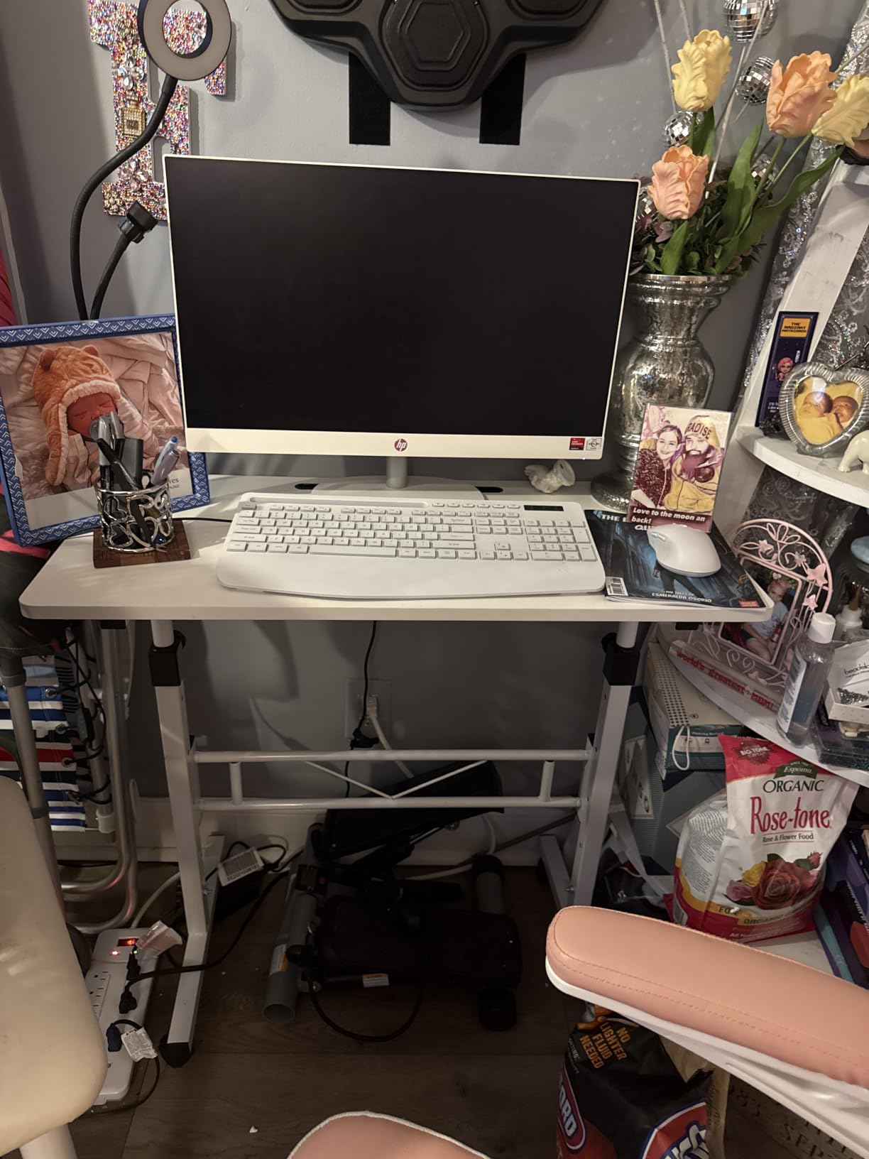 KLSMYHOKI Standing Desk Adjustable Height, Mobile Stand Up Desk with Wheels | Small Computer Desks Rolling Desk, Portable Laptop Desks Rustic Standing Table Home Office Desks 16