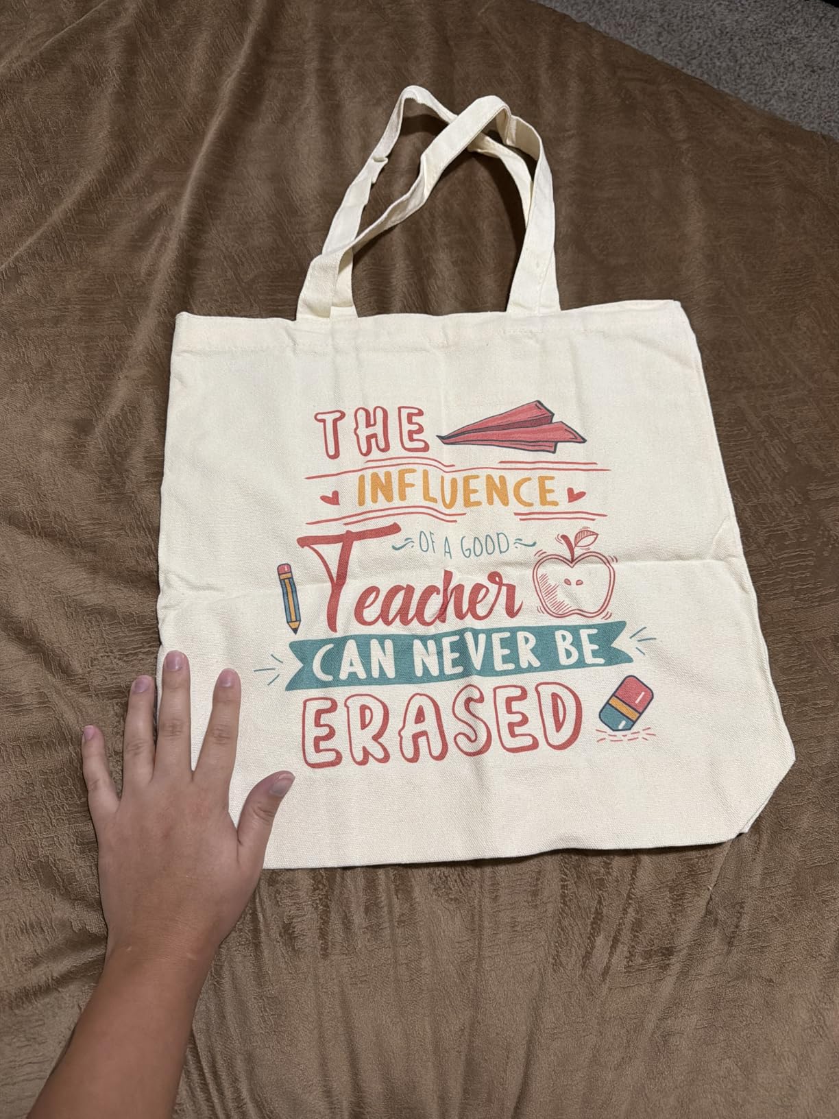 Teacher Appreciation Gifts, Teacher Gifts for Women, Canvas Teachers Tote Bag with Inner Pocket for Appreciation Week, Thank You Gift for Teachers, Graduation, Retirement, Birthday, Christmas customer photo 1