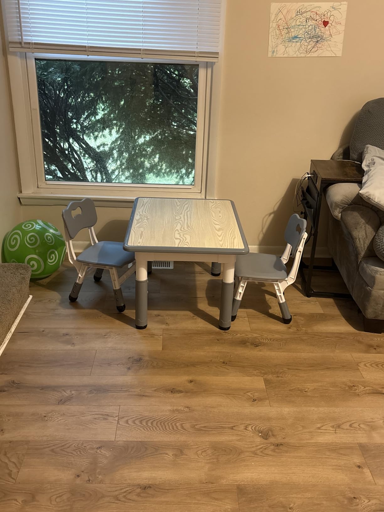 Brelley Adjustable Toddler Table and Chair Set, 31.5 Inch L x 23.6 Inch W Beige, Table Supports 300 lbs, Drawing Activity Desk, Classroom/Daycare/Home, Children Multi-Activity Table for Ages 3-8 customer photo 2