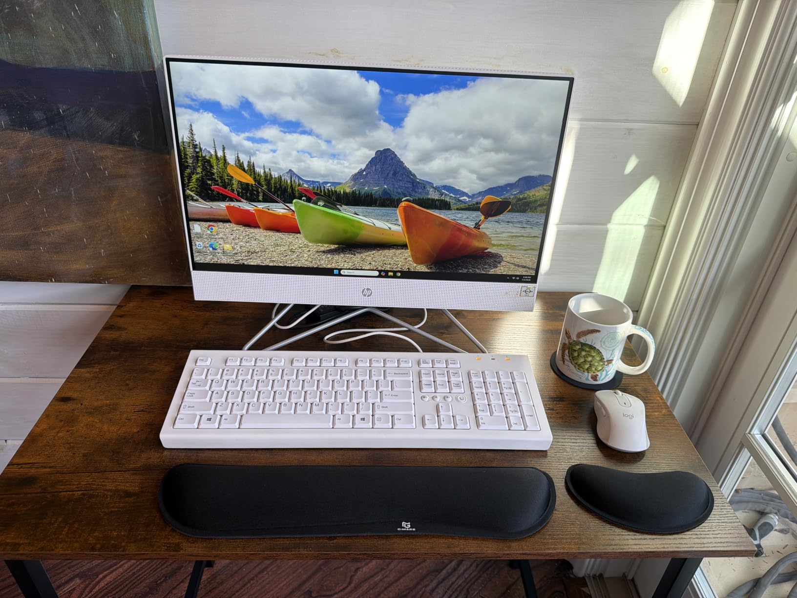 Gimars Upgrade Enlarge Gel Memory Foam Set Keyboard Wrist Rest Pad, Mouse Wrist Cushion Support for Office, Computer, Laptop, Mac, Comfortable, Lightweight for Easy Typing Pain Relief, Blue Gloden customer photo 2