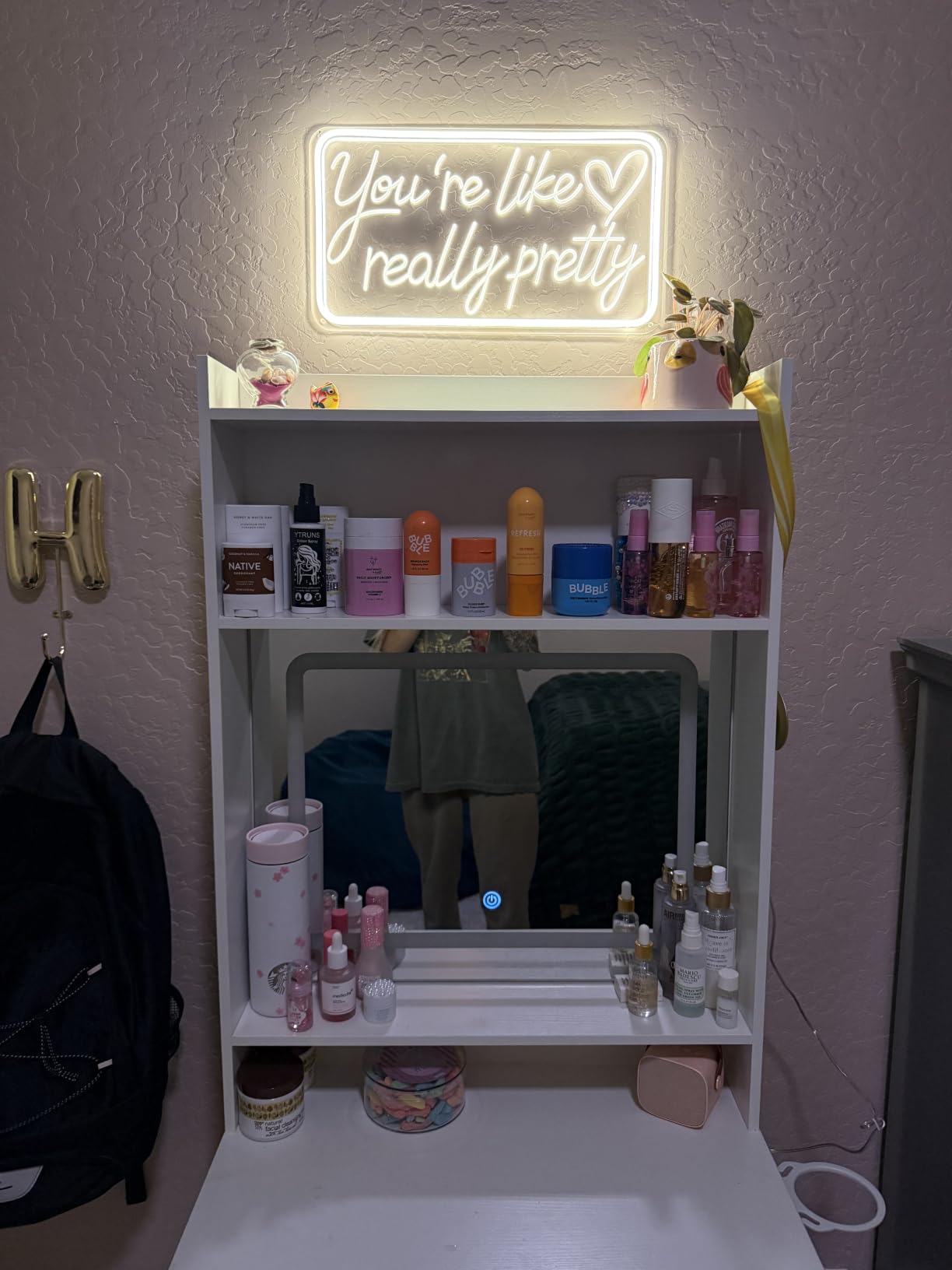 You're Like Really Pretty Neon Signs for Wall Decor, LED Neon Sign Aesthetic Room Decor for Teen Girls Neon Lights Signs for Bedroom, Salon, Wedding Party Pink Neon Name Sign customer photo 1