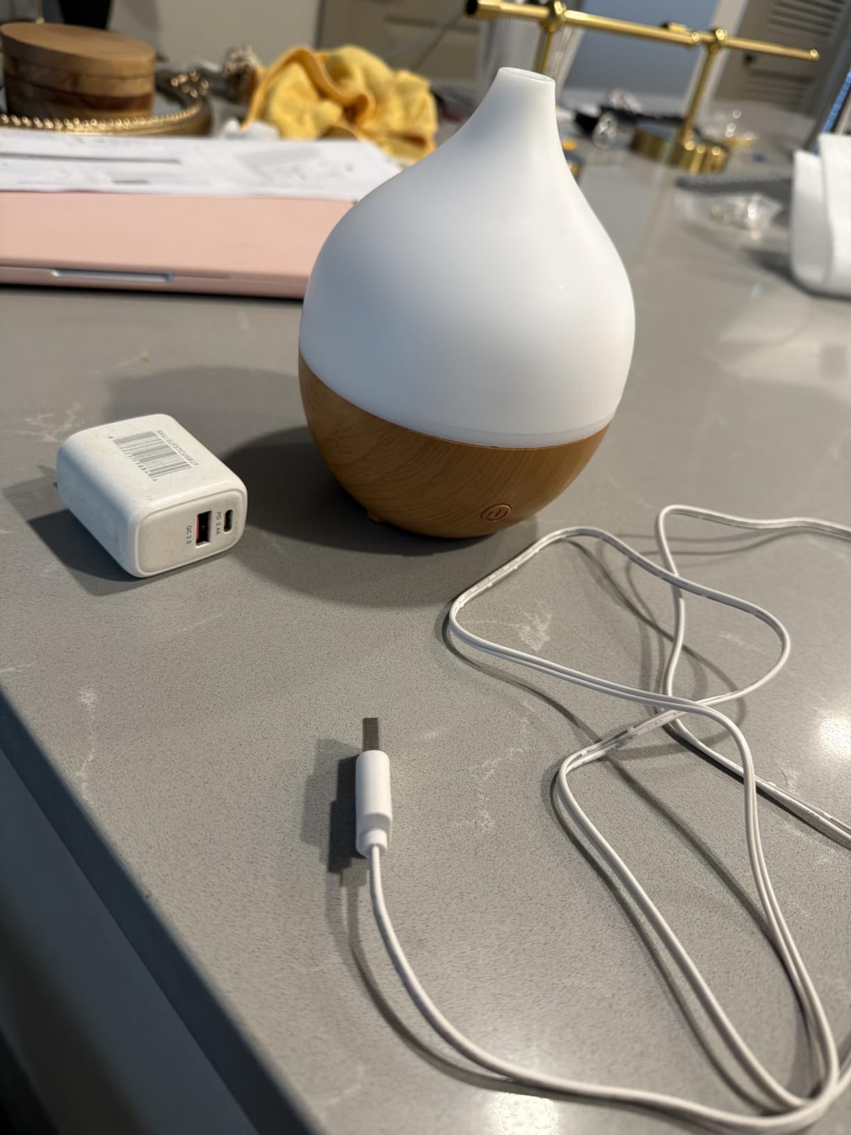 SALKING Essential Oil Diffuser, 100ml Small Aromatherapy Diffuser with Auto Shut-Off Function, Ultrasonic Diffusers for Essential Oils, Cool Mist Humidifier with Warm White Lights, for Office Home customer photo 2