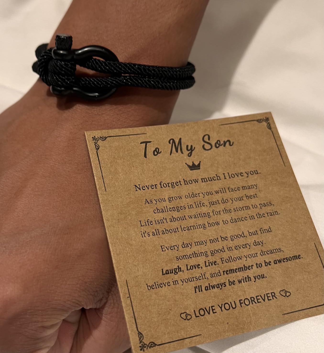 PINKDODO To My Boys Bracelet Gifts for Son Grandson Nephew Brother Bracelets Birthday Graduation Christmas Gifts for Teen Boys customer photo 1