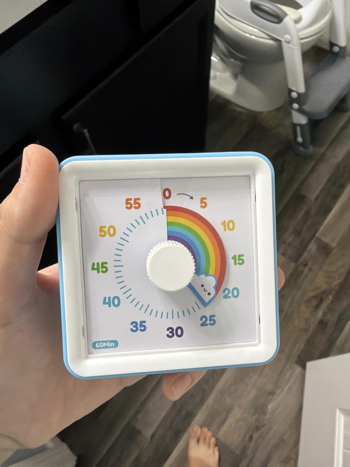LIORQUE Visual Timer for Kids, 60 Minute Rainbow Countdown Timer, Blue | Non-Ticking, 3 Volume Levels with Mute Function, Timer for Kitchen Cooking Classroom ADHD, 2 AAA Batteries Included customer photo 2
