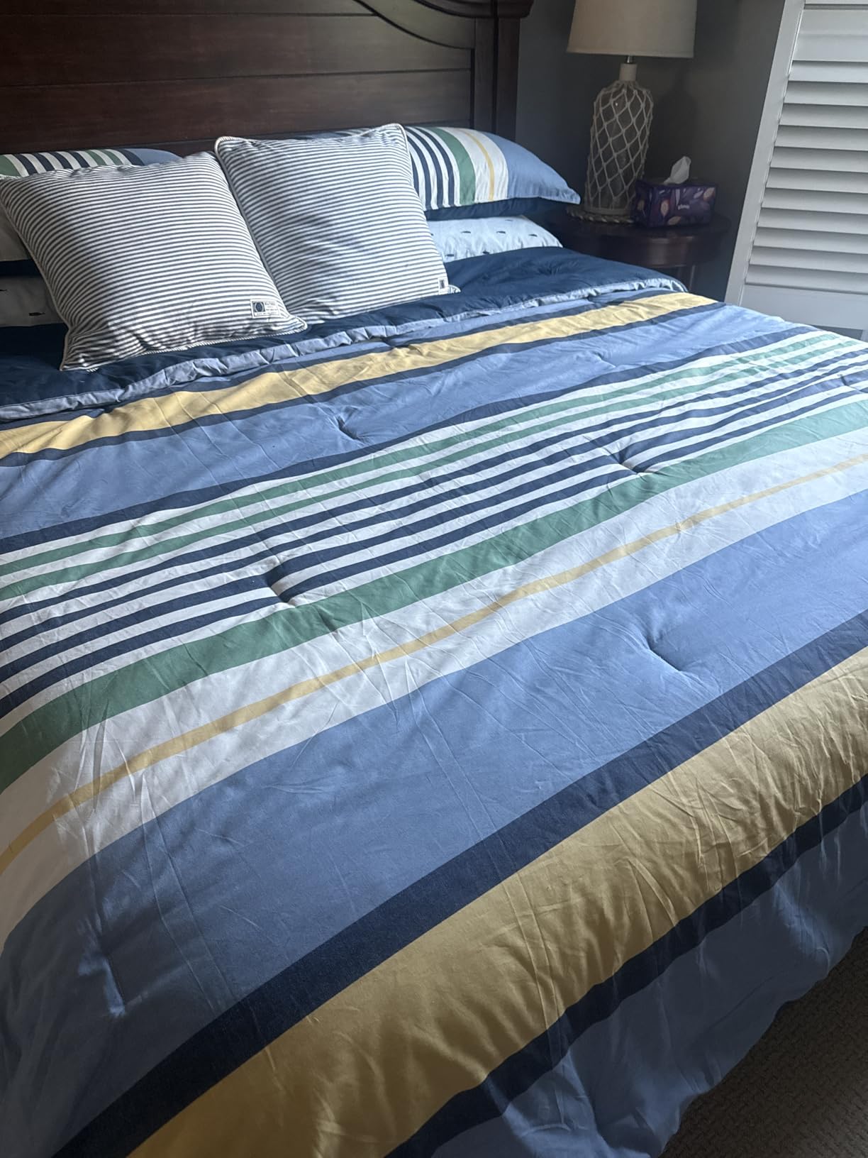Nautica - Twin/Twin XL Bed in a Bag, Reversible Comforter Set with Stretch-to-Fit Fitted Sheet, Sham, Pillowcase & Laundry Bag, 5-Piece College Dorm Room Essentials (Captain's Blue/Green) customer photo 2