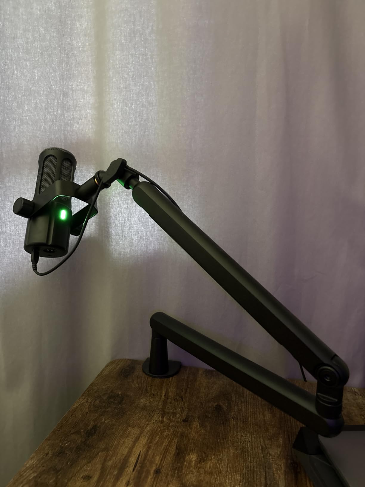 FIFINE Microphone Boom Arm, Low Profile Adjustable Stick Microphone Arm Stand with Desk Mount Clamp, Screw Adapter, Cable Management, for Podcast Streaming Gaming Studio-BM88 customer photo 2