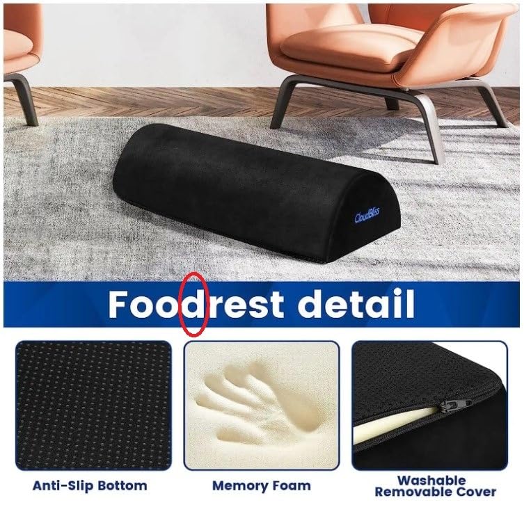 Foot Rest for Under Desk at Work, Foot Stool for Office, Footrest, Black | Soft Foam, Washable & Removable Cover, for office, home and car, Anti-silp Bottom, Ergonomic Design customer photo 1