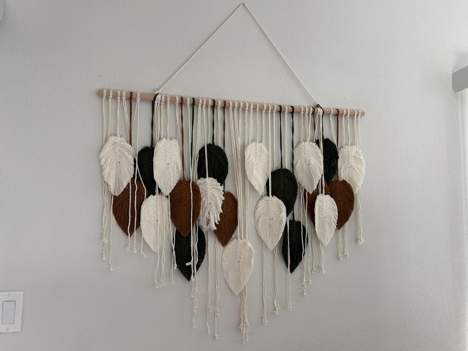 Large Macrame Wall Hanging Boho Woven Tapestry Chic Home Decor Wall Art, KHOYIME Modern Bohemian Handmade Leaf Feather Decoration for Apartment Dorm Living Room Bedroom, 39W x 29.5L customer photo 1