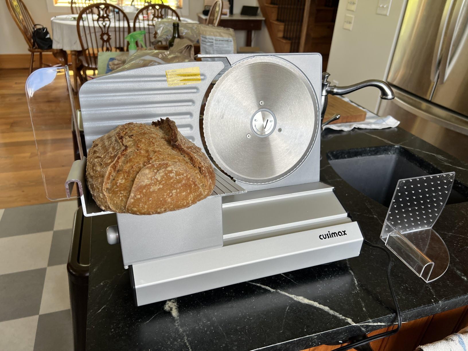 Meat Slicer, CUSIMAX Electric Deli Meat Slicer with 2 Removable 8.7'' Stainless Steel Blades, Removable Food Carriage, 1-20mm Adjustable Thickness Food Slicer for Home, Easy for Cut Meat, Cheese, Bread customer photo 1