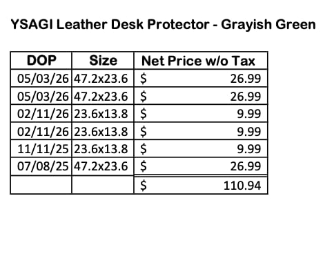 YSAGi Leather Desk Pad Protector, Office Desk Mat, Large Mouse Pad, Non-Slip PU Leather Desk Blotter, Waterproof Laptop Desk Writing Pad for Office and Home (23.6