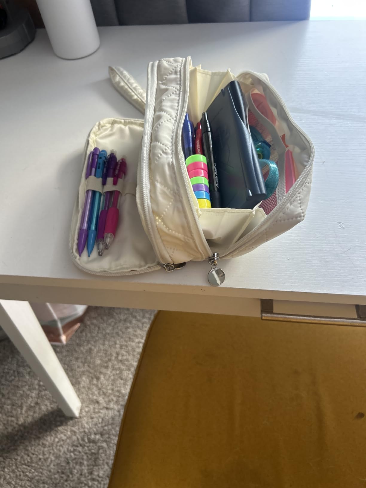 Sooez Large Pencil Case Pouch, Extra Big Pencil Bag with 8 Compartments, Pen Bag Wide Opening, Soft Quilted Pencil Pouch Organizer with Zipper, Portable Pencil Case for Teen Girls customer photo 2
