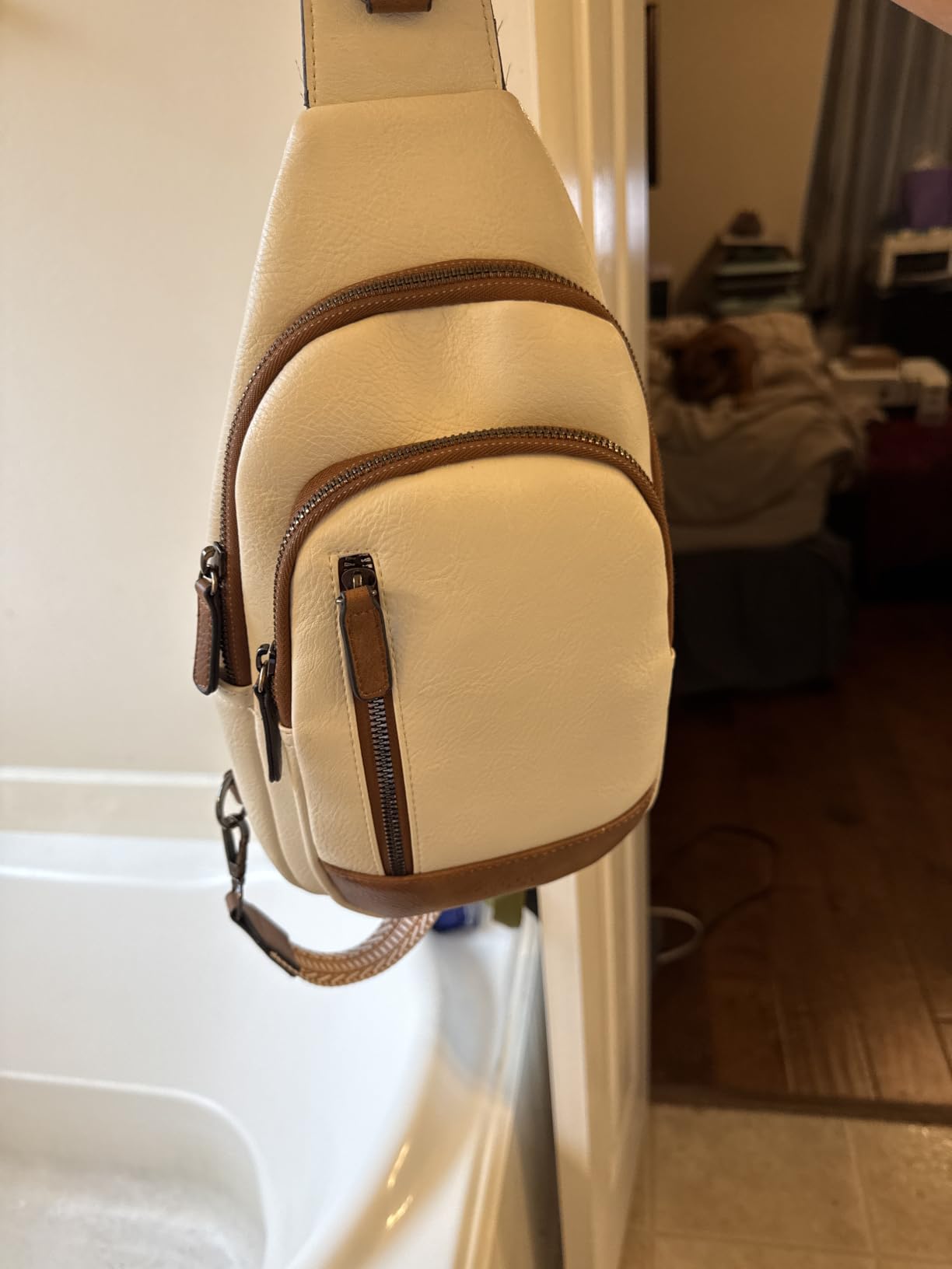 CLUCI Crossbody Bags for Women Men,Leather Sling Bag Cross Body Backpack for Woman Gifts for Women Birthday Unique customer photo 2