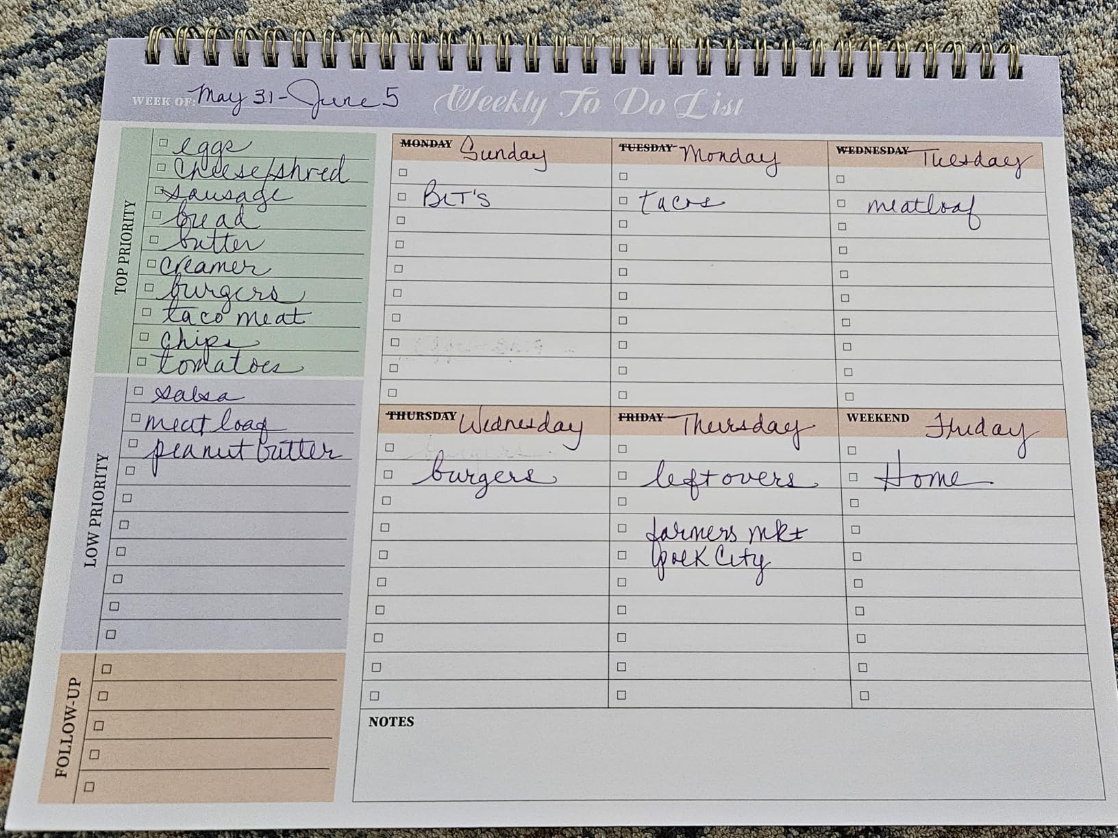 Weekly To Do List Notepad, Undated Weekly Planner Pad, 8.5