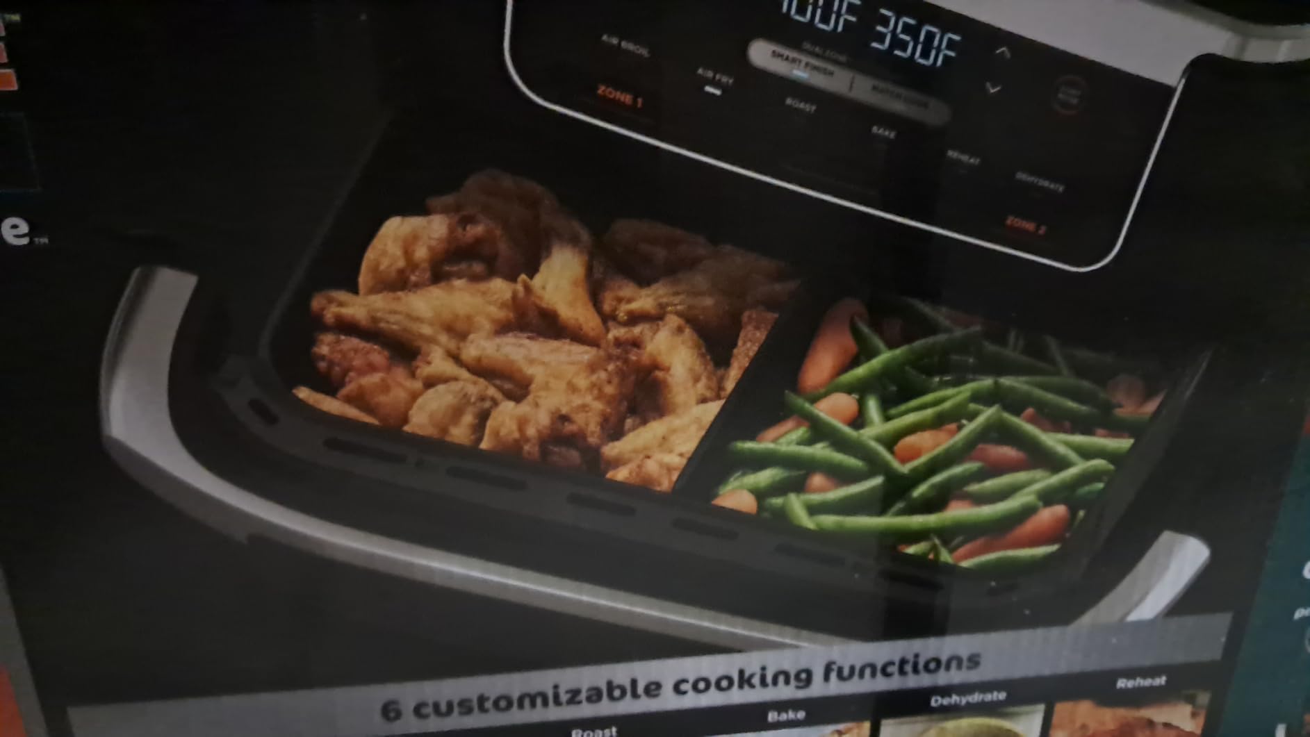 Ninja Foodi Air Fryer, 7 Qt MegaZone, 6-in-1, Black, DZ071 | Air fry, roast, broil, bake, reheat, dehydrate, 450F max, 2x3.5 Qt baskets, Smart Finish customer photo 1