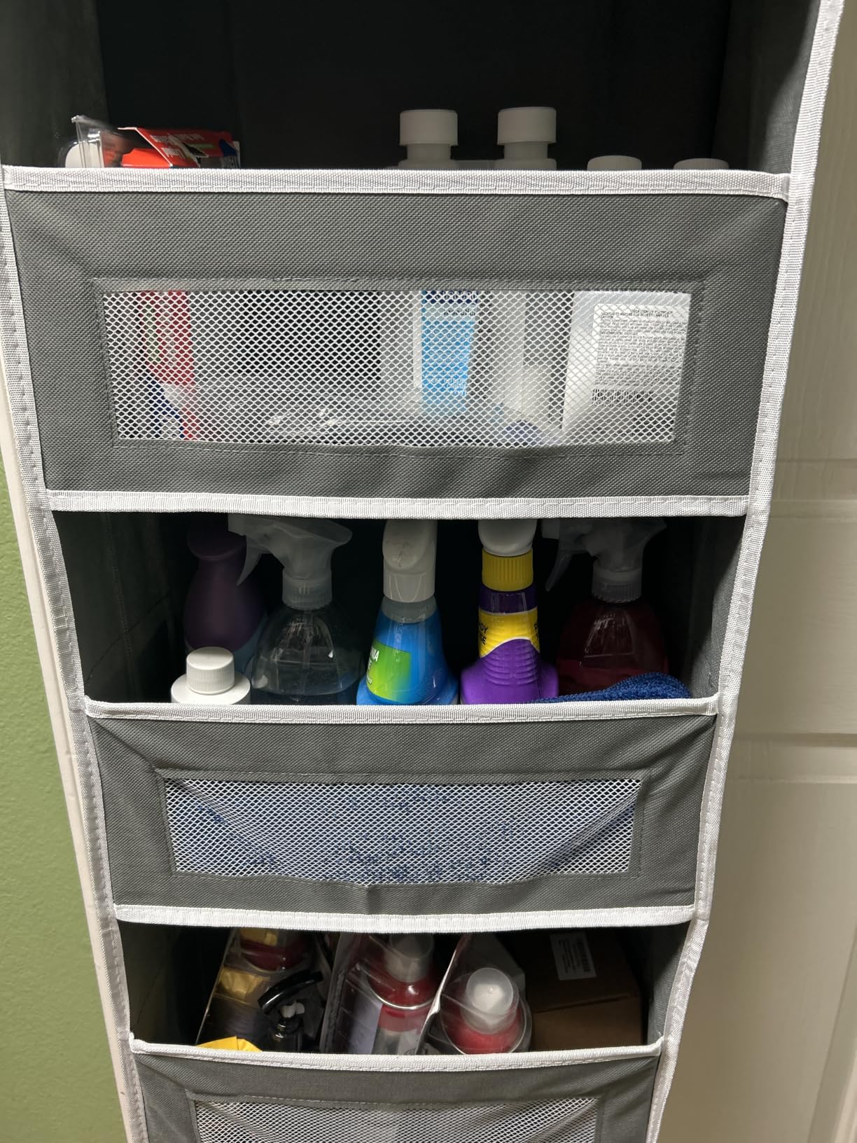 JARLINK Over the Door Organizer Storage, 5 Shelf Hanging Door Organizer with 5 Large Capacity Pockets, Anti Tilt 44 lb Load Behind Door Storage for Bedroom, Bathroom, Pantry, Nursery, (Grey) customer photo 1