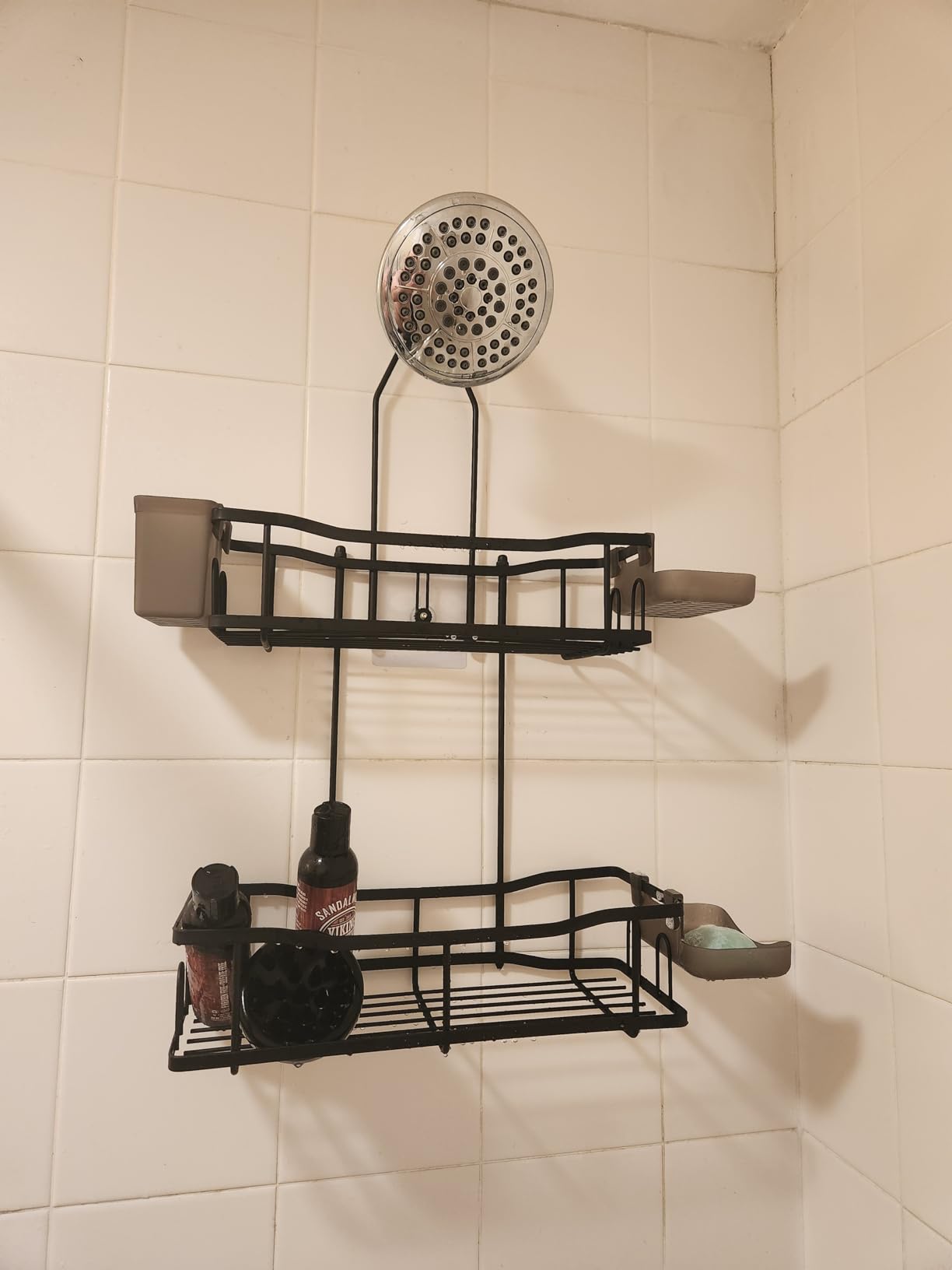 Hanging Shower Caddy Over Shower Head - No Drill Rustproof Shower Rack | Includes Soap Holder and Hooks for Shampoo, Conditioner, and Bathroom Essentials customer photo 1