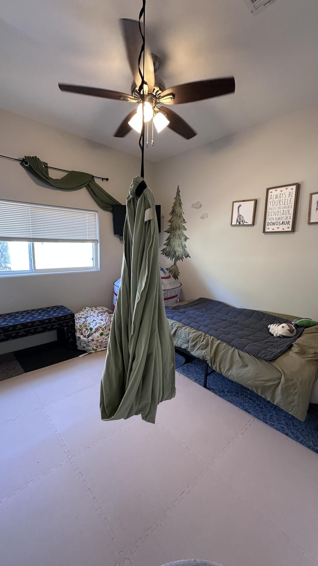 Marlowe & Co Sensory Swing for Kids Indoor Outdoor, Therapy Pod Cocoon Swing for Autism ADHD SPD, Double Layer Cotton Hammock Swing, Holds 200 lbs, 360° Swivel Hardware Included, Desert Sage customer photo 2