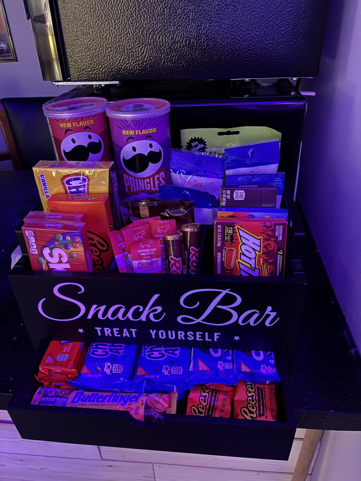 Snack Organizer for Countertop, Wood Pantry Storage Bins with Handles, Snack Bar Organizer for Kitchen, Office, 4 Compartment Food Container Snack Box with Drawer, Pantry Organizer for Chips, Candy customer photo 2