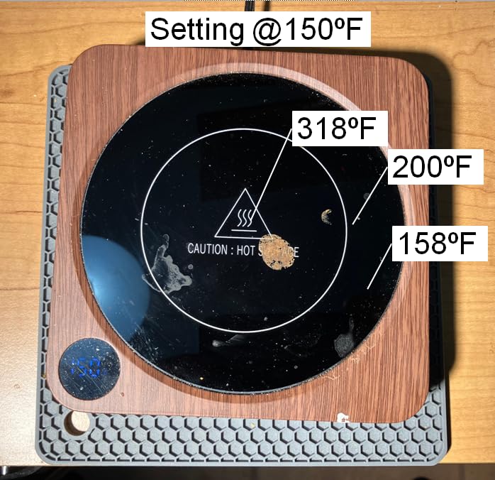 House Gem Mug Warmer - 36W Coffee Mug Warmer for Desk with Temperature Display, 2-12Hrs Auto Shut Off, Smart Candle Warmer - Ideal Coffee Gifts Accessories Keep Beverages Coffee Warmer (Wood) customer photo 2