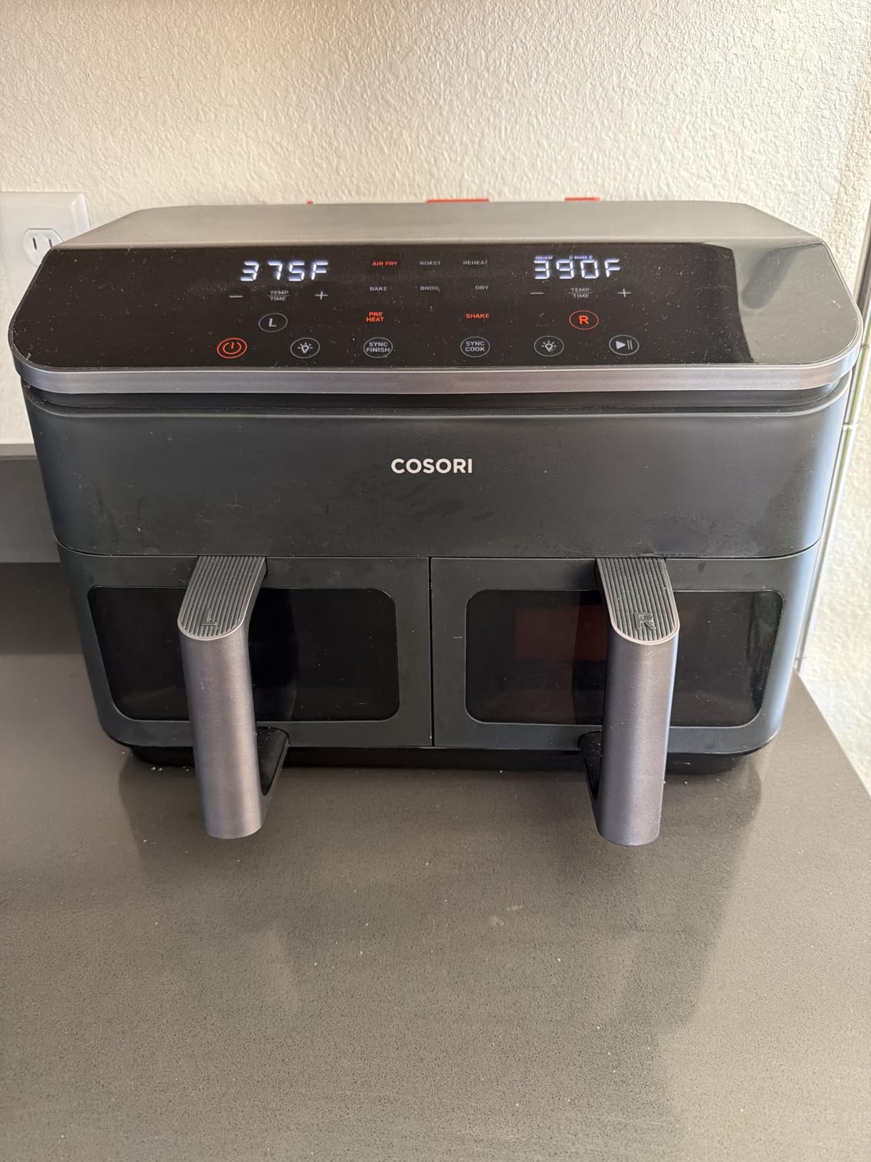 Cosori Dual Air Fryer, 9QT, 10-in-1, Sync Cook & Finish, Max 450°F | Dual 4.5QT Baskets, Independent Cooking, Touch Control, 95-450°F, 85% less oil, 130+ Nutritional Recipes, Dishwasher-Safe customer photo 1