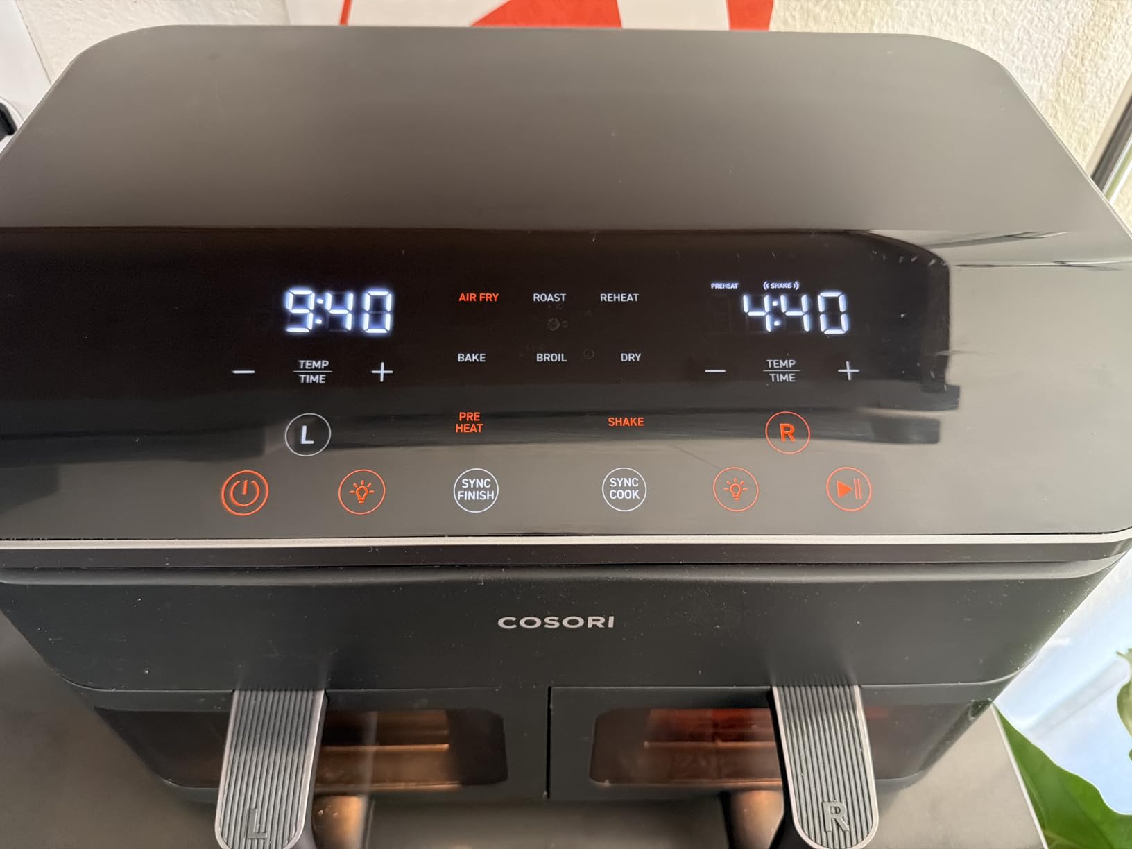 Cosori Dual Air Fryer, 9QT, 10-in-1, Sync Cook & Finish, Max 450°F | Dual 4.5QT Baskets, Independent Cooking, Touch Control, 95-450°F, 85% less oil, 130+ Nutritional Recipes, Dishwasher-Safe customer photo 2