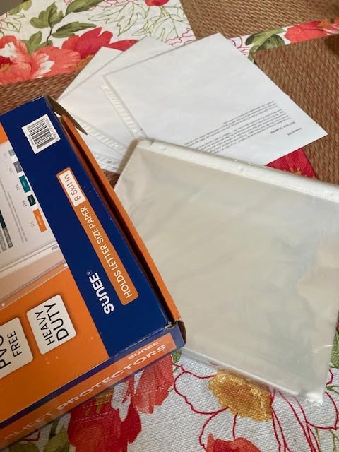 SUNEE Sheet Protectors 50 Packs for 3 Ring Binder, 8.5x11 Clear Plastic Page Sleeves for Paper, Documents, Certificate, Sheet Music, Recipe, File customer photo 2