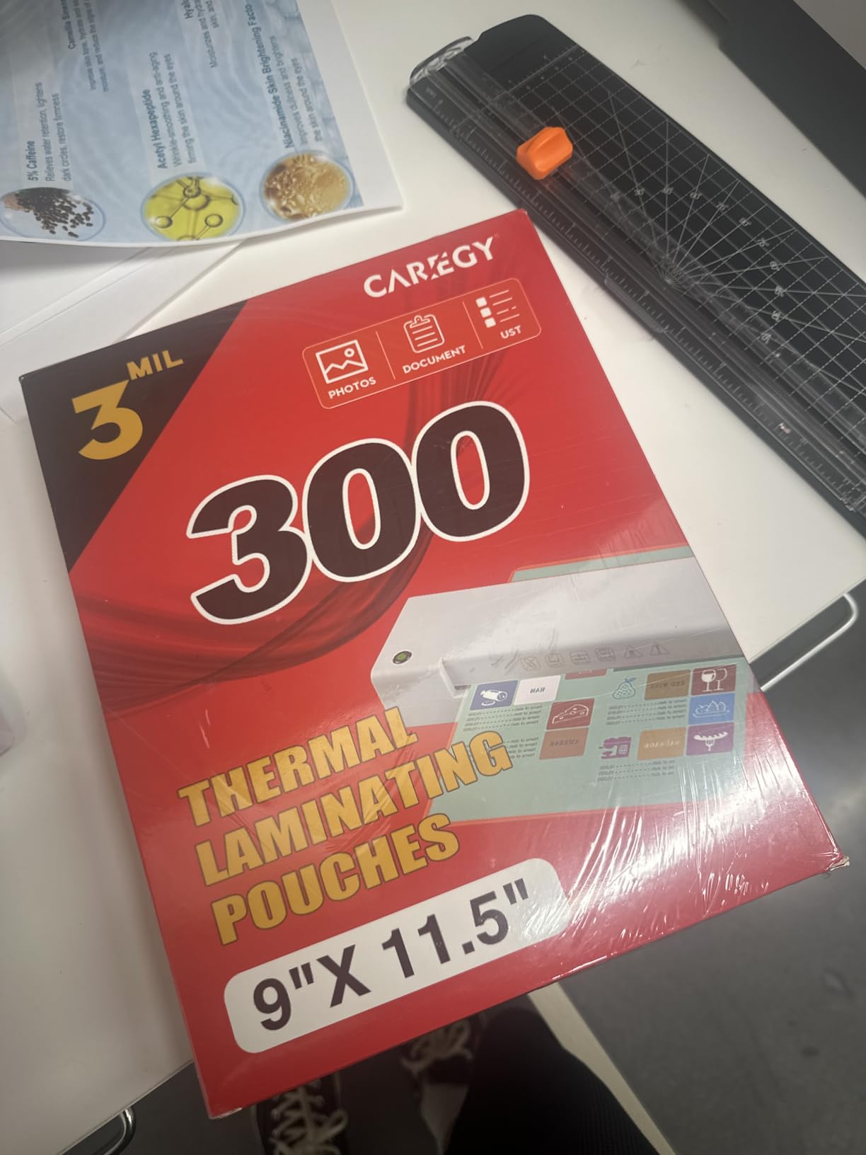 CAREGY Thermal Laminating Pouches, 300 Pack Laminating Sheets, 3 Mil | 9 x 11.5 Inches Lamination Sheet Paper for Laminator, Clear, Letter Size, Office and School Supplies customer photo 1