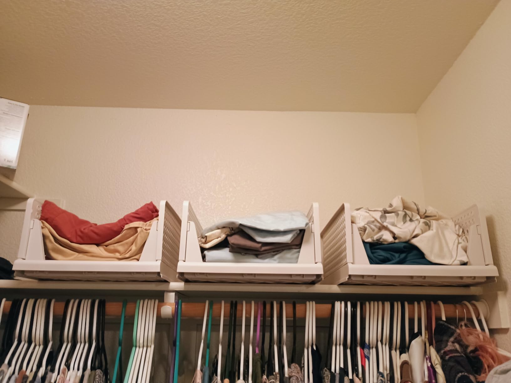 4 Pack Stackable Closet Storage Basket - Stackable Storage Bins | Multifunctional & Foldable Closet Organizer Waterproof, Wardrobe Cupboard Space-Saving Storage Drawer Organizer customer photo 1
