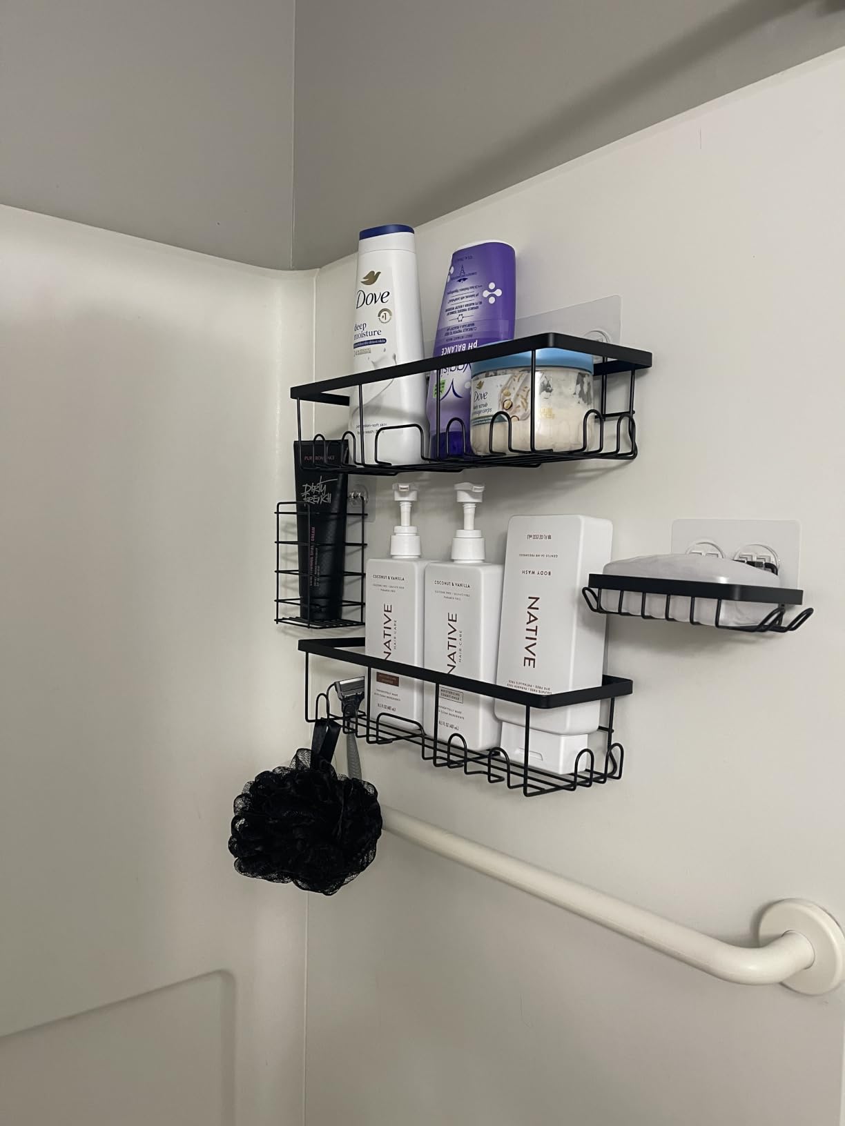 Veken Shower Caddy 6-Pack, Advanced Rustproof Design, No Drilling Adhesive Shelves, Rack with Soap Holder, Large Capacity Bathroom Organizers and Storage, Wall-Mounted customer photo 1