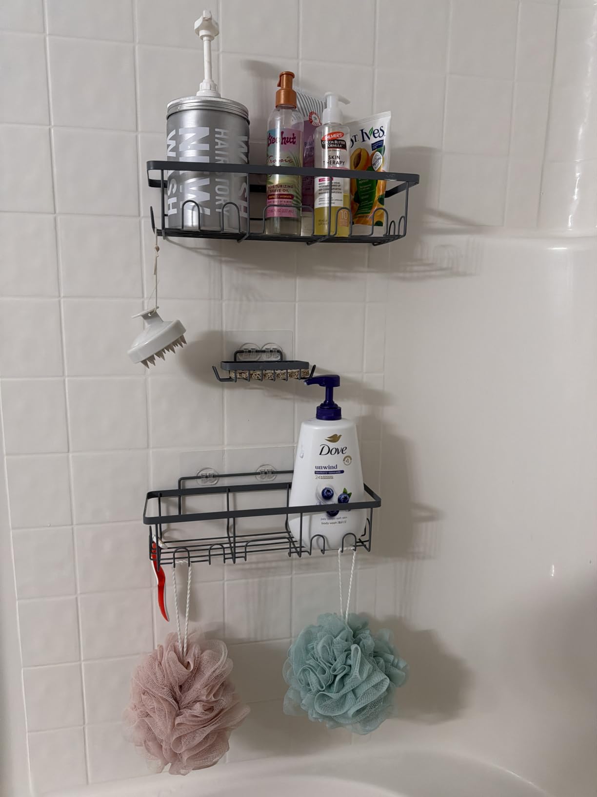 Veken Shower Caddy 6-Pack, Advanced Rustproof Design, No Drilling Adhesive Shelves, Rack with Soap Holder, Large Capacity Bathroom Organizers and Storage, Wall-Mounted customer photo 2