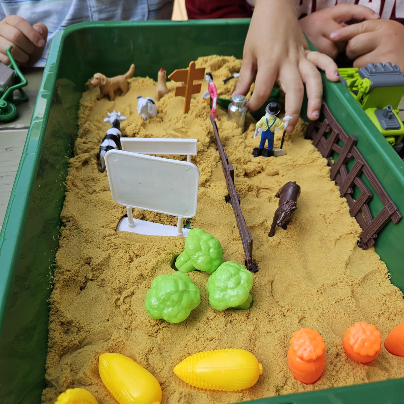 Farm Sensory Bin Toys with Play Sand Kit & Tractor for Toddlers 3-8 | Sand Box, 2.2lbs Sensory Sand Kit, Farm Animal Figures, Sandbox with Lid, Sands Toys, Farm Tools, Gift for Toddlers Kids customer photo 2