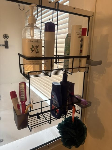 Aitatty Over the Door Shower Caddy Hanging: Black Rustproof Shower Organizer over the Door - No Drilling Bathroom Rack for Inside customer photo 1