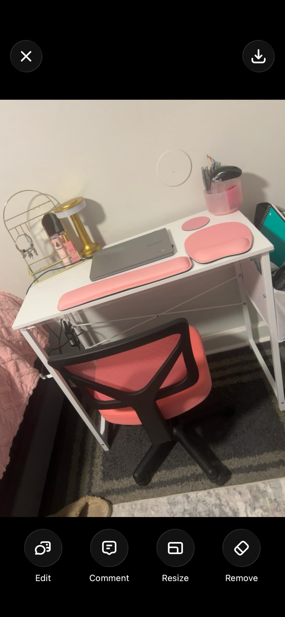 Pamray 32 Inch Computer Desk Small Spaces Desk with Storage Bag for Bedroom Writing and Home Office Work Small Study Desk Table White customer photo 2