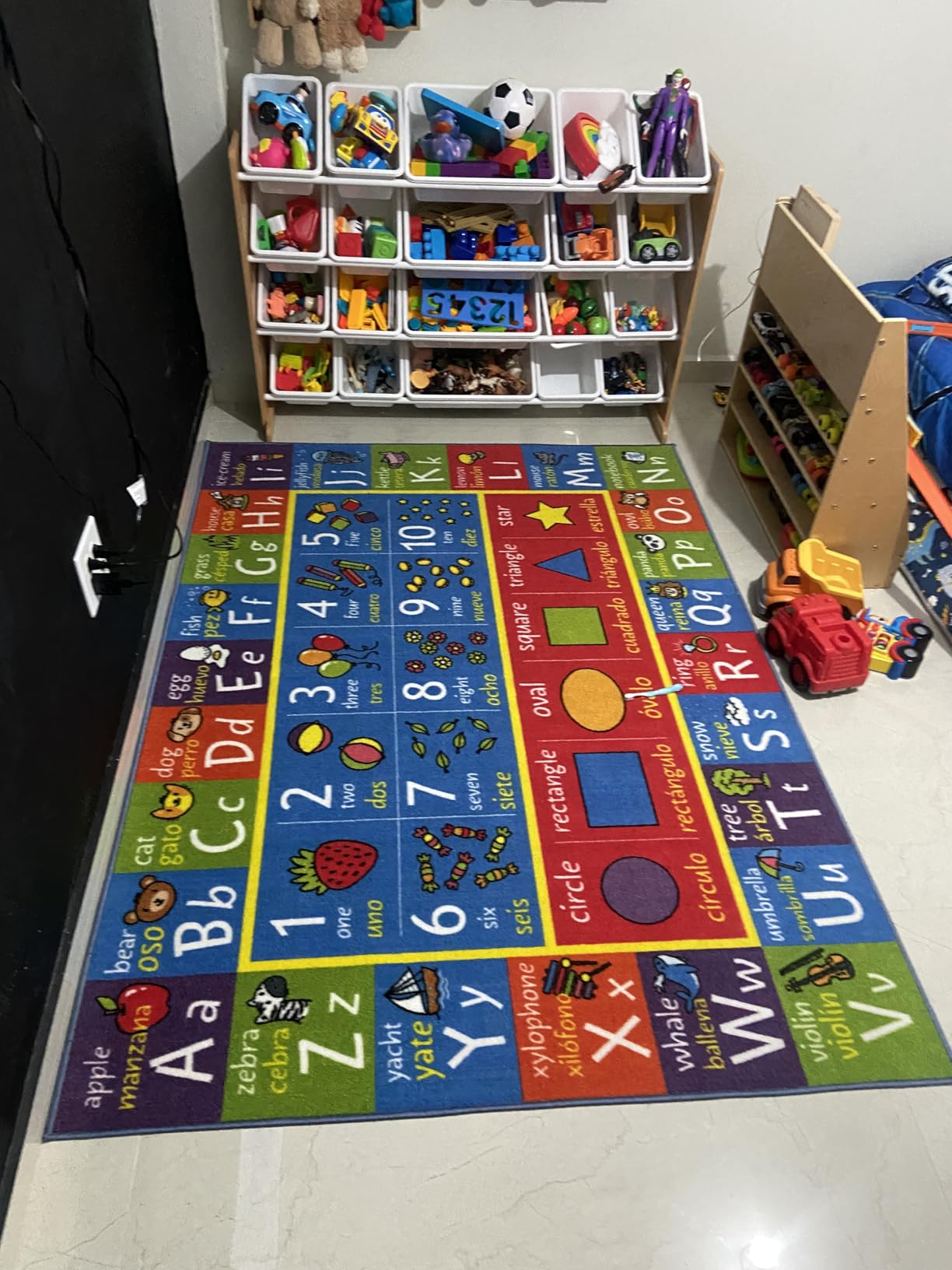 KC Cubs Bilingual Educational Kids Rug - English & Spanish ABC Alphabet, Numbers & Shapes Mat - Language Learning Carpet for Classroom & Playroom 5x7 customer photo 2
