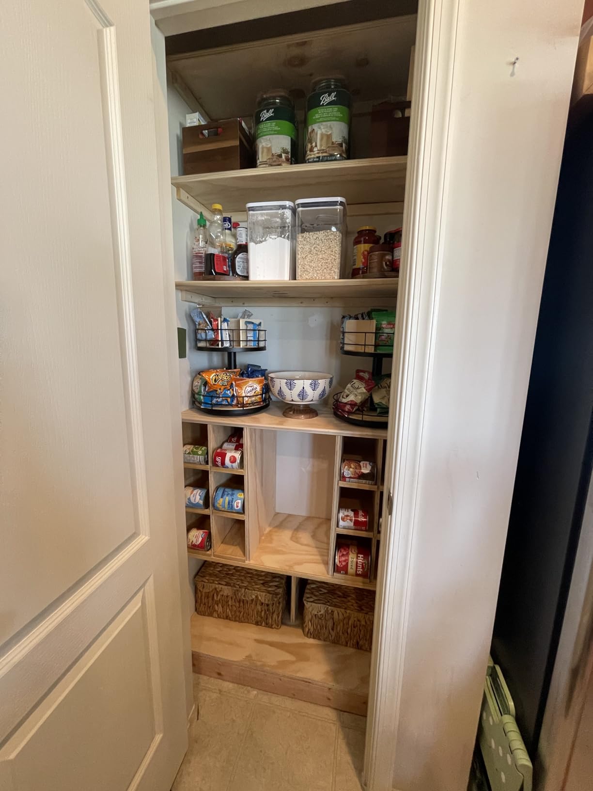 Snack Organizer - Versatile Snack Storage 2 Tier Lazy Susan with Convenient Grab-and-Go Design, Wood and Metal Snack Holder for Home, Office, Breakroom, 12.13