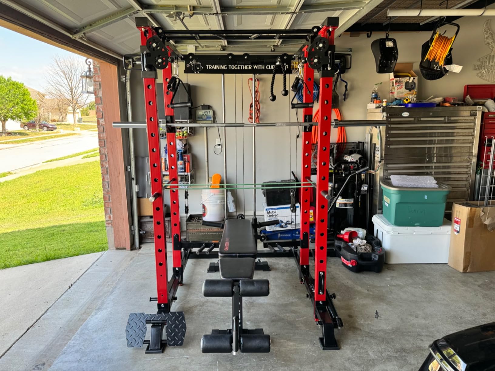 Mikolo Power Cage with Cable Crossover System, 1500LBS Squat Rack with LAT Pull Down System, Pulley System for Fitness Home Gym customer photo 1