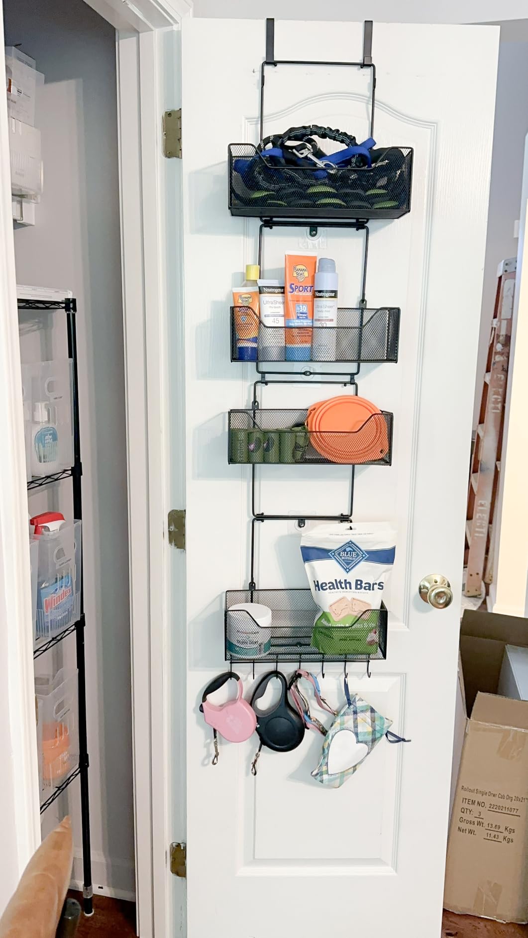 HapiRm Over The Door Organizer - Hanging Door Organizer with 4 Metal Large Capacity Baskets and Adjustable Coat Hook for Bathroom Bedroom Kitchen Pantry Closet Cabinet customer photo 1