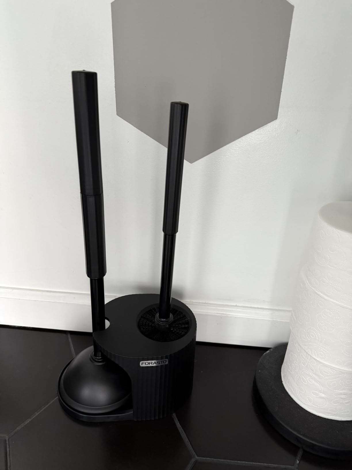 FORASTO 2in1 Toilet Brush & Plunger Set, Bathroom Essentials for Apartment | 21