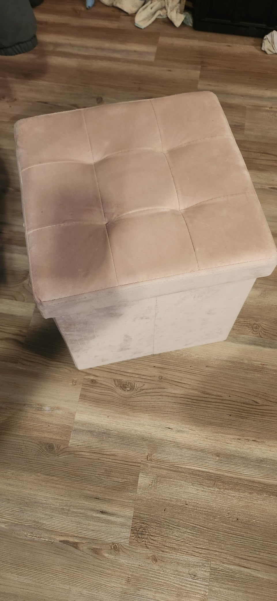 SONGMICS Mazie Collection - 15 Inches Ottoman with Storage, Footstool, Storage Ottoman, Load 660 lb, for Dorm, Living Room, Bedroom, Synthetic Leather, Camel Brown ULSF010K03 customer photo 2