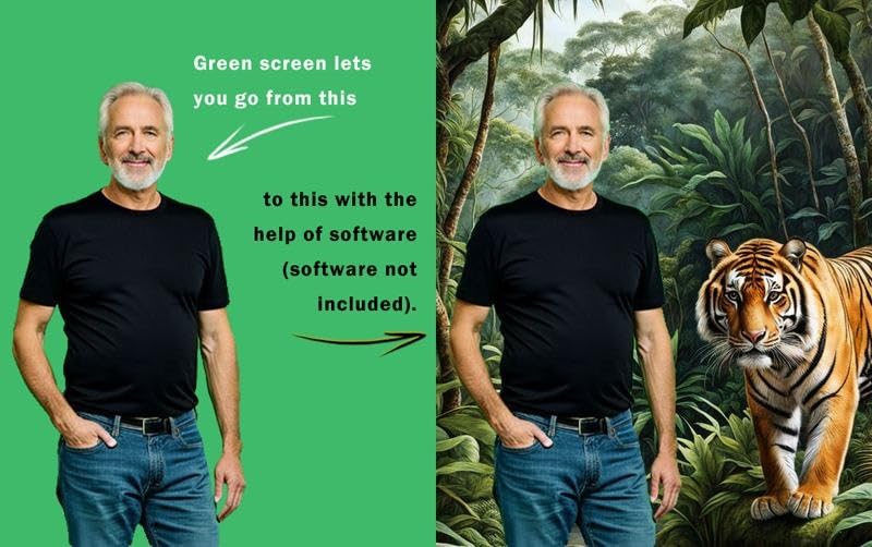 Forlogic Green Screen Backdrop Kit with Stand, 8x5.3ft Portable GreenScreen Background Stand for Streaming Video and Photography Shoots customer photo 1