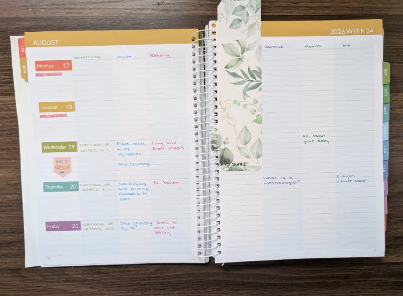 SUNEE Deluxe Teacher Planner 2026-2027, Lesson Planner Book with 7 Periods Jul 2026 - Jun 2027, 8.5