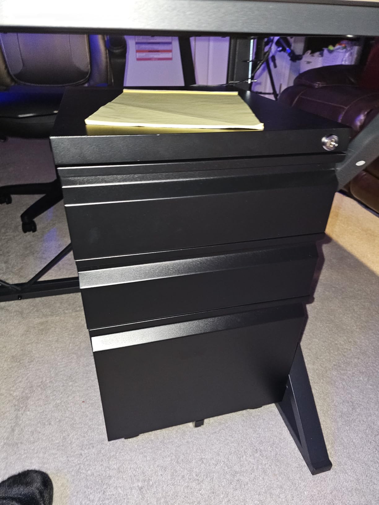 Letaya Mobile File Cabinet with Lock, 2 Drawer Under Desk Metal Rolling Filing Cabinets for Home Office Organizer Letters/Legal/A4 (Fully Assembled-Black) customer photo 2