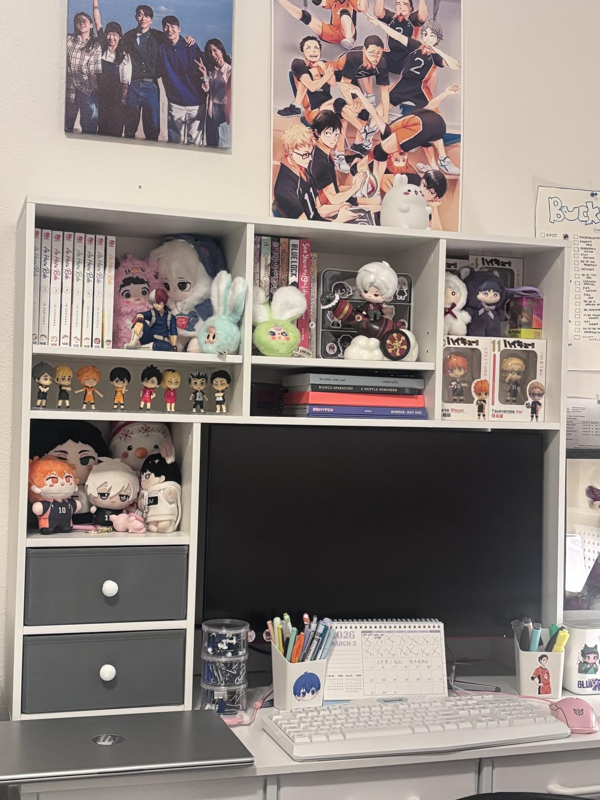 REIBII Desktop Bookshelf, 7 Shelves and 2 Drawers, Adjustable Shelf, White | Small Space Organizers, Anti-Tip for Secure Stability customer photo 2