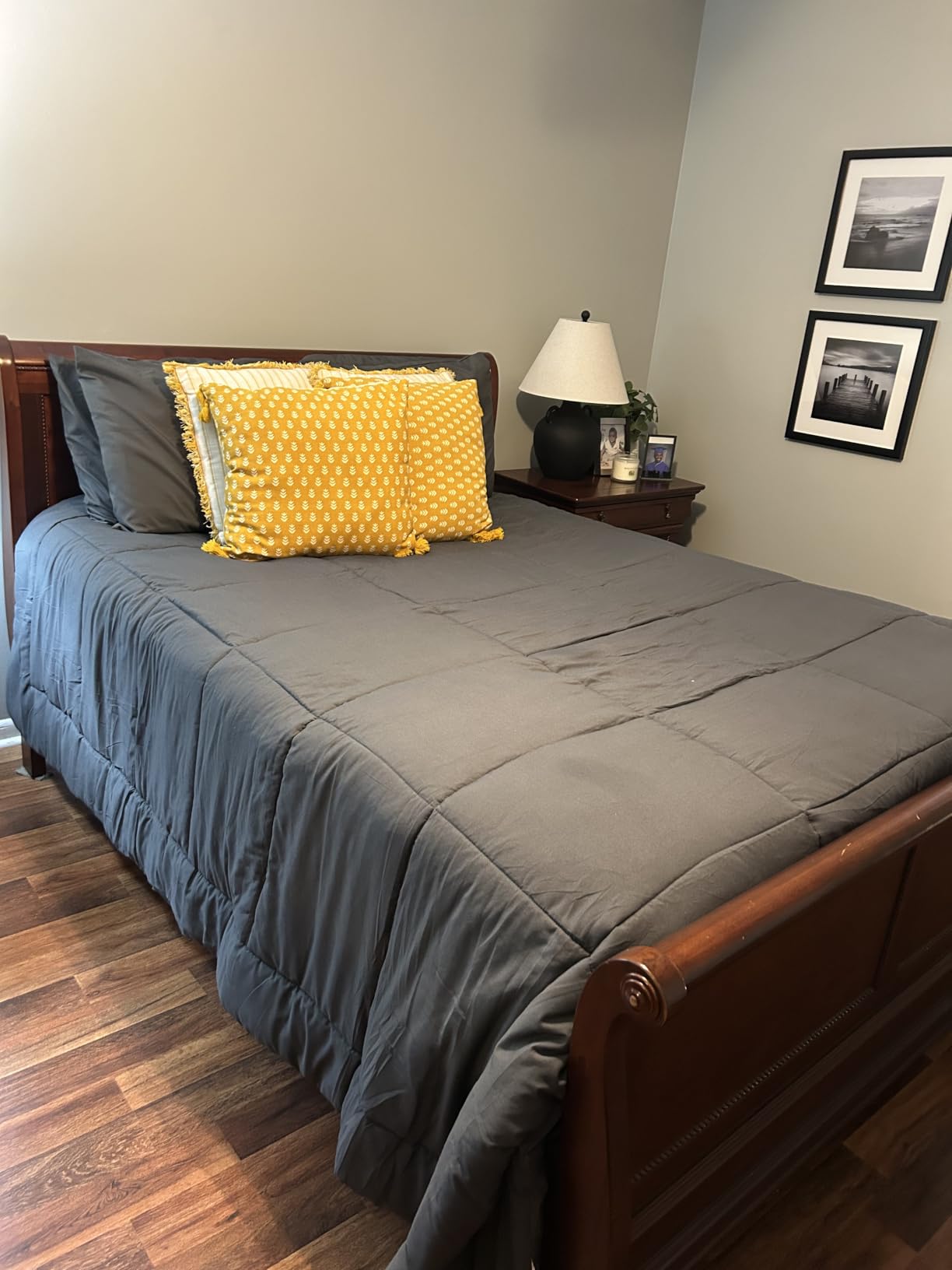 Twin XL Comforter Set Black - 5 Pieces Twin XL Bed in a Bag | College Dorm Essentials, OEKO-TEX Certified, All Season, Down-Alternative Comforter + Flat & Fitted Sheets + 2 Pillowcases customer photo 1